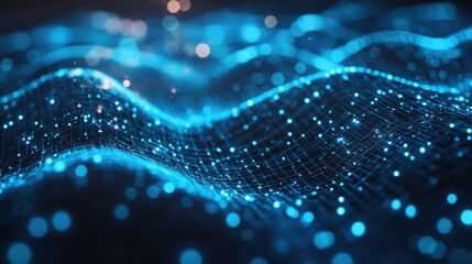 Wall Mural - futuristic digital background featuring dynamic blue tech data waves, symbolizing innovation, connec