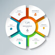 © vectorcreator - Infographic circular diagram with 6 options. Round chart that can be used for business presentations, educational resources, marketing materials, visualizing data, simplifying complex information.
