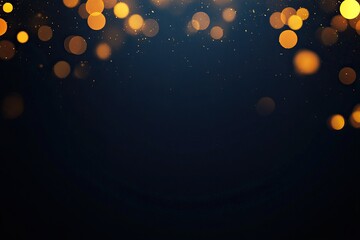 Wall Mural - Abstract dark blue background with golden bokeh lights and sparkles, perfect for festive designs or presentations.