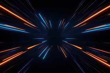 Wall Mural - Abstract light streaks converging at center, creating a dynamic, futuristic tunnel effect.