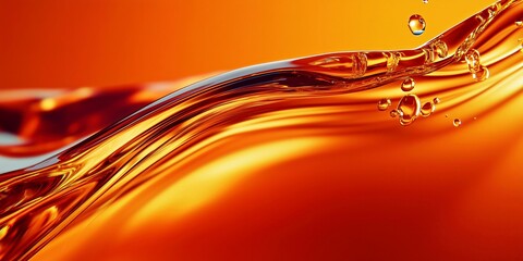 Wall Mural - vibrant orange liquid in motion, futuristic and elegant abstract concept with transparency and refle