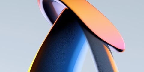 Wall Mural - abstract digital artwork featuring intertwined metallic and glass elements with warm orange and cool