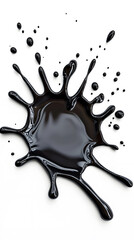 Wall Mural - Black Paint drip splatter, liquid stain fluid ink droplet isolated on white background.