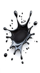 Wall Mural - Black Paint drip splatter, liquid stain fluid ink droplet isolated on white background.