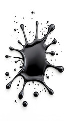 Wall Mural - Black Paint drip splatter, liquid stain fluid ink droplet isolated on white background.