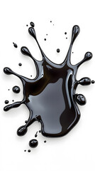 Wall Mural - Black Paint drip splatter, liquid stain fluid ink droplet isolated on white background.
