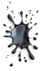 Wall Mural - Black Paint drip splatter, liquid stain fluid ink droplet isolated on white background.