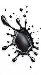 Wall Mural - Black Paint drip splatter, liquid stain fluid ink droplet isolated on white background.