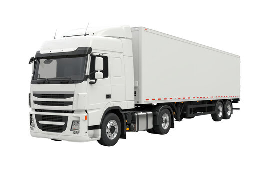 Isolated White Semi-Trailer Truck for Transportation