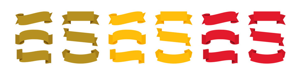 Wall Mural - gold ribbon banner. yellow ribbon banner. red ribbon banner. golden, yellow and red ribbons banners,