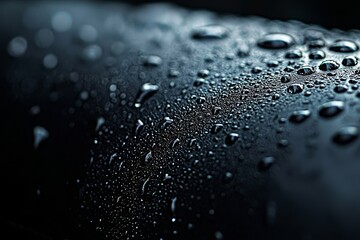 Wall Mural - An abstract background of dark blue hue features bubbles suspended in a transparent liquid