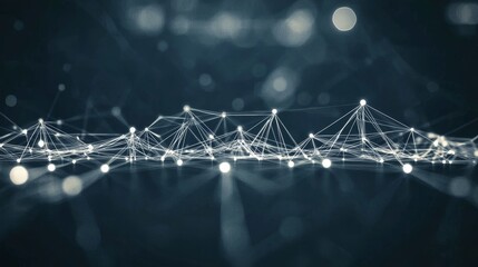 Wall Mural - the network's connection structure, comprising points and lines, facilitates data transfer, set agai