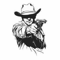 Silhouette of a Cowboy with Gun, Western Adventure