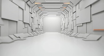 Wall Mural - a 3d rendering of a spaceship interior showcases abstract corridors and a futuristic design, all pre