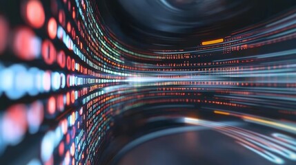 In the concept of cyber global communication and coding, digital data flows on the road, represented by graphic creations that embody the vision of fast speed transfers, highlighting agile digital