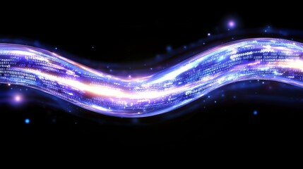 Wall Mural - a digital cyberspace city, replete with particles and digital data connections, serves as a concept 