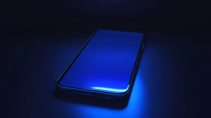 Wall Mural - A smartphone screen glowing with deep blue light