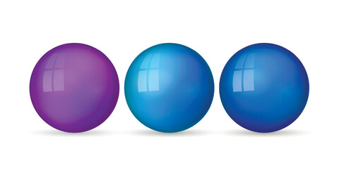 Wall Mural - set with glass colorful balls. glossy realistic ball, 3d abstract vector illustration highlighted on