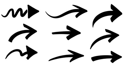 hand-drawn png arrows set with transparent background, ideal for presentations, infographics, social
