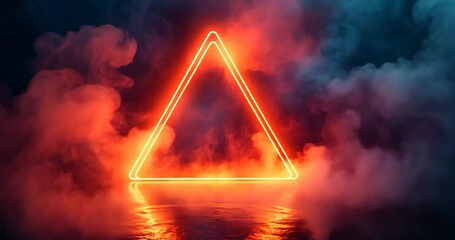 Leinwandbilder - Orange Triangle Neon with orange lighting