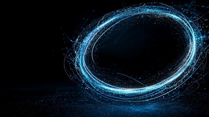 Wall Mural - Futureuristic blue glowing ring frame background