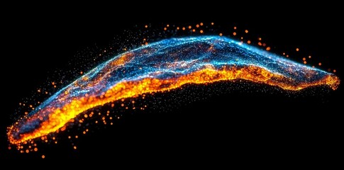 Wall Mural - a digital scene featuring an abstract landscape filled with bright orange particles and blurred boke