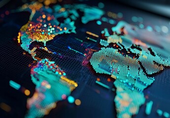 Wall Mural - the digital age and global connectivity are represented by a complex network of lines and dots surro