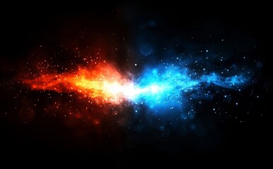 Wall Mural - the abstract background is characterized by red and blue bokeh lights set against a dark canvas