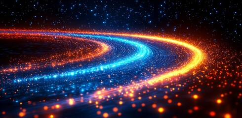 Wall Mural - high-tech digital technology in a blue purple color, showcasing a horizontal speed warp, sets the sc