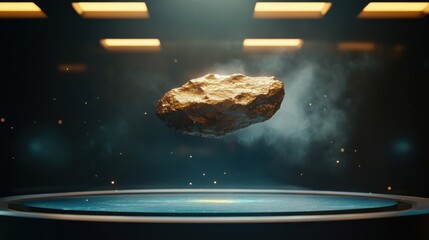 Sticker - a rocky asteroid floating in a spacelike environment on display