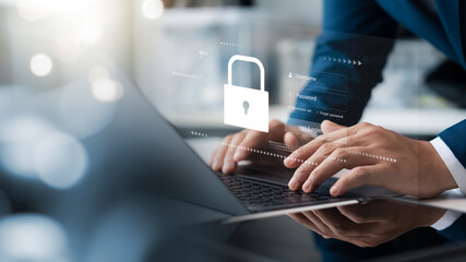 Wall Mural - cyber ​​security internet technology for data protection, virus protection online cyber attacks.