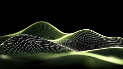 Wall Mural - a network of shimmering green nodes in a high-tech digital setup, enhanced by a depth of field effec