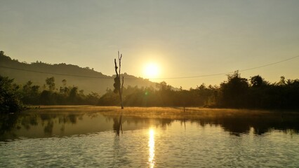 Wall Mural - sunset over the lake