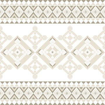 Brown tribal vintage seamless pattern. Aztec, Mexican, Navajo, African motifs. Native American ethnic background. Vector texture. Damask ethnic flower pattern.