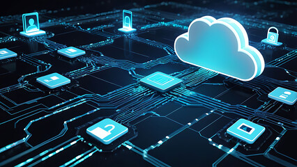 cloud technology with binary code background