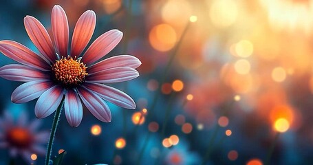 Aufkleber - Red flower in a field with bokeh effect floral background