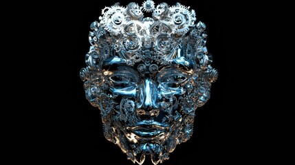 Aufkleber - Human head contour filled with gears and cogs illustrating concepts of artificial intelligence and modern technology. Generative AI