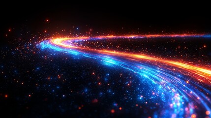 Wall Mural - a dark background with an abstract blue light streak, featuring a horizontal line and a modern, futu
