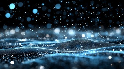 Wall Mural - a futuristic, high-tech banner for an abstract technology concept with a black and blue background, 