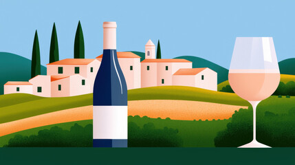 itinerary, image of a detailed itinerary for a vineyard tour featuring a wine glass, designed for hi