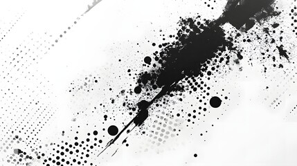 Leinwandbilder - A captivating abstract design featuring a dynamic monochrome splatter pattern with a fluid dotted backdrop  This contemporary