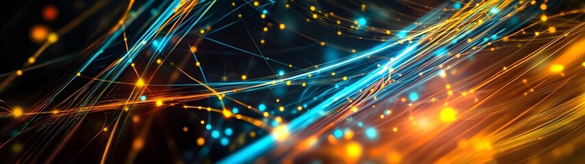 Fototapete - A captivating and dynamic abstract image depicting a mesmerizing cosmic explosion of luminous multicolored energy beams sparks and waves against a futuristic technological backdrop