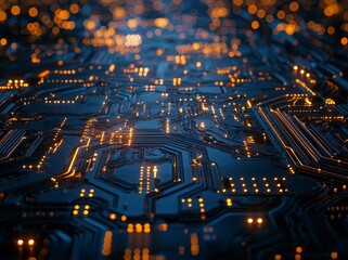 Wall Mural - an artistic illustration of data traversing a network of nodes, overlaid on a digital background wit
