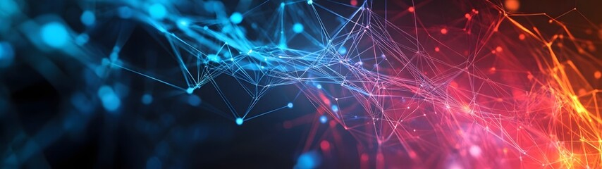 Aufkleber - An abstract digital showcasing a captivating convergence of vibrant lights particles and intricate geometric patterns creating a mesmerizing and futuristic technological landscape