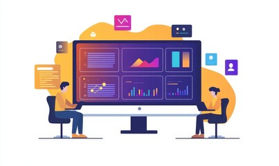 Data Scientists and Programmer Using Digital Tablet and Laptop, Analyzing Information on Futuristic Virtual Interface Screen in a Modern Office, Technology and Innovation, Generative AI