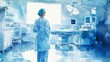 © KamStudio - Soft watercolor depiction of a surgeon in an operating room, focusing on precision and calmness. Gentle blend of blues and sterile white for a clinical atmosphere.