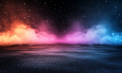 Wall Mural - the night view of a city street is characterized by its dark and empty atmosphere, with smoke and sm