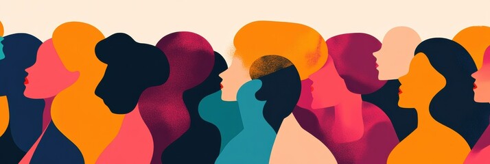 Poster - Empowering voices unite for International Womens Day concert with vibrant illustration of diverse women. Generative AI
