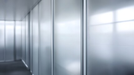 Aufkleber - Bright and Airy Corporate Office Hallway with Sleek Architectural Features and Minimalist Design  A modern clean and elegant office interior with a peaceful calm and tranquil atmosphere
