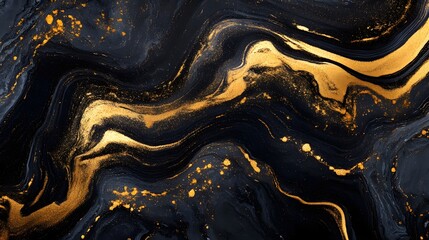 Leinwandbilder - Captivating abstract art with a dynamic marble swirl pattern and shimmering golden accents creating a bold modern and visually striking design  This contemporary minimalist